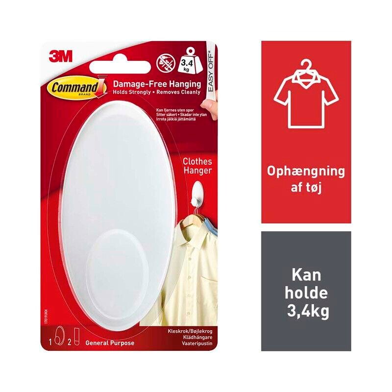 Ophæng til tøj 3M Command hvid 17019