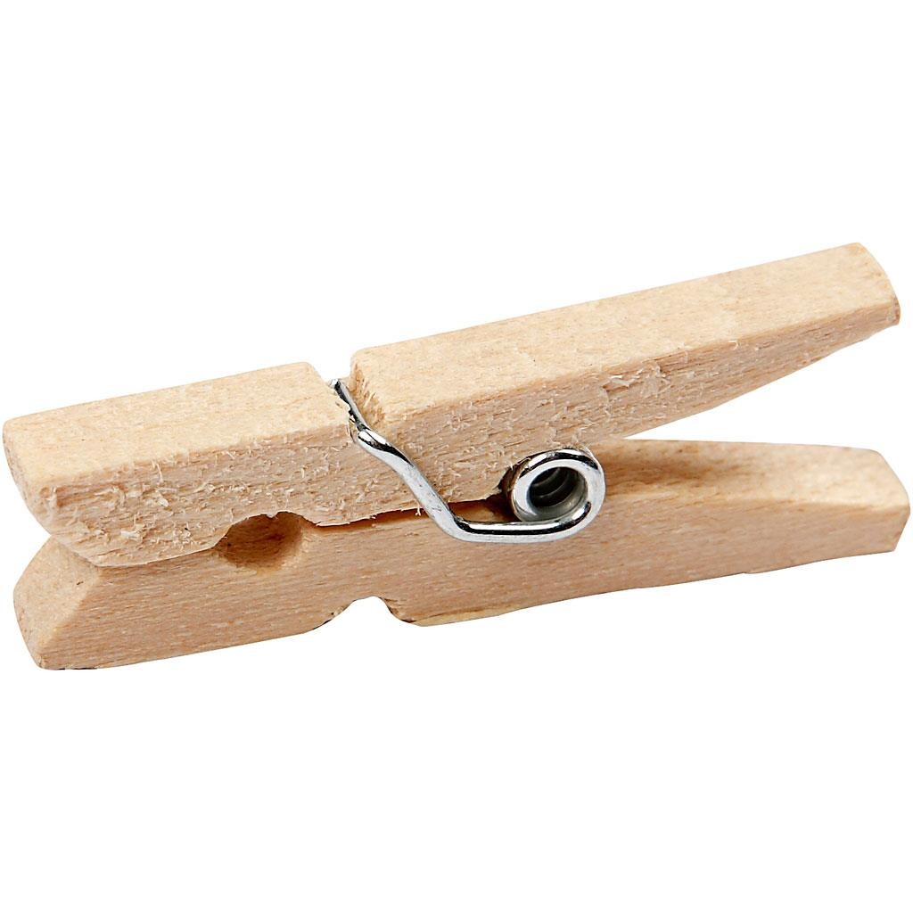 Tøjklemmer længde 30 mm bredde 3 mm birk | 30 stk.