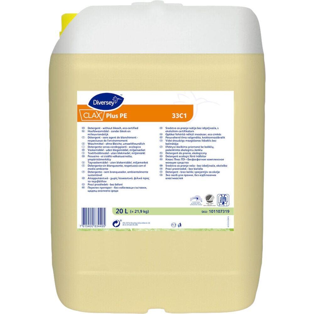 Tøjvask - Diversey CLAX Plus Pur-Eco 20 l - Flydende - Kulørt og hvidt - Uden farve og parfume