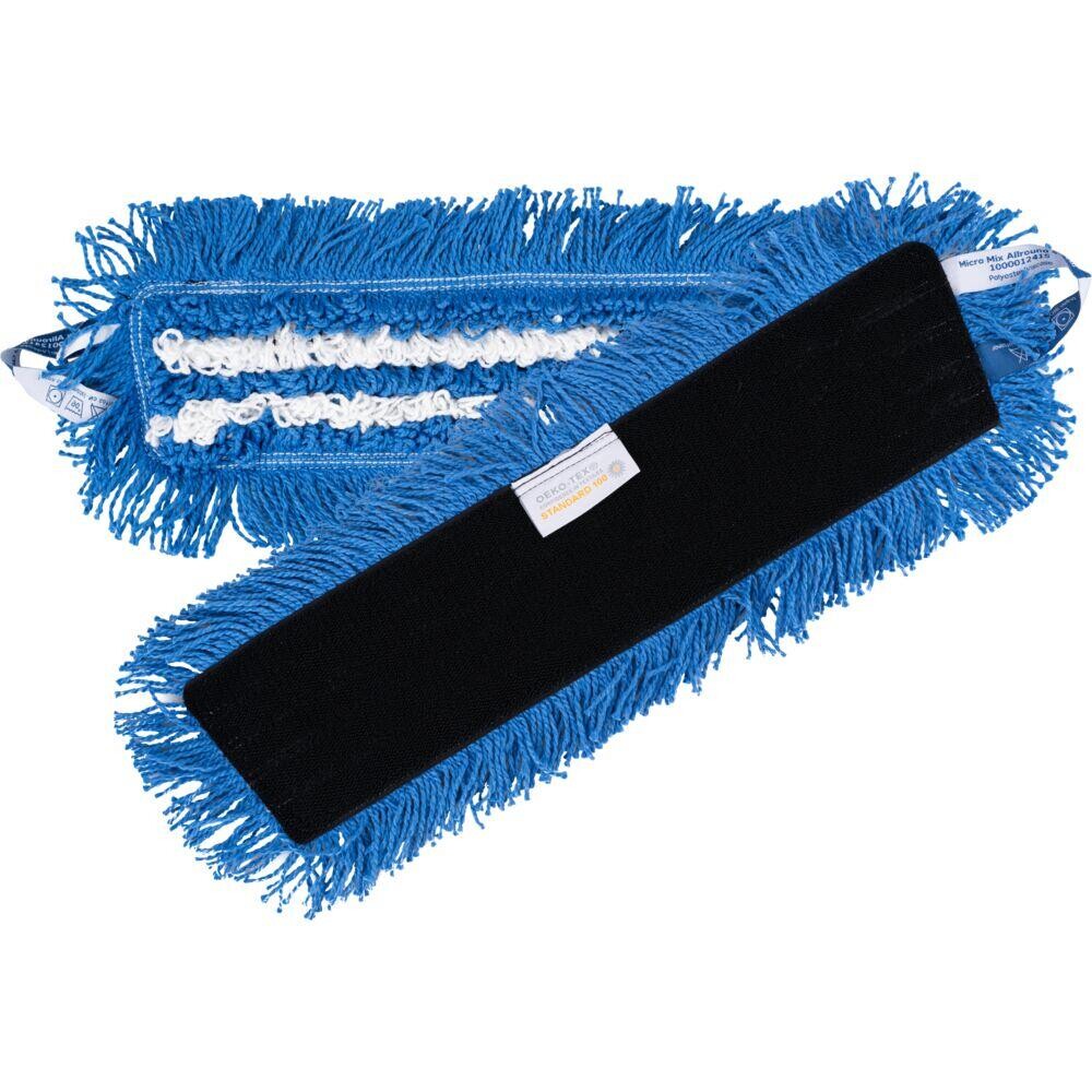 Tør- fugt- og vådmoppe - blå mikrofiber|polyester|viskose 40 cm med velcro - 50 stk