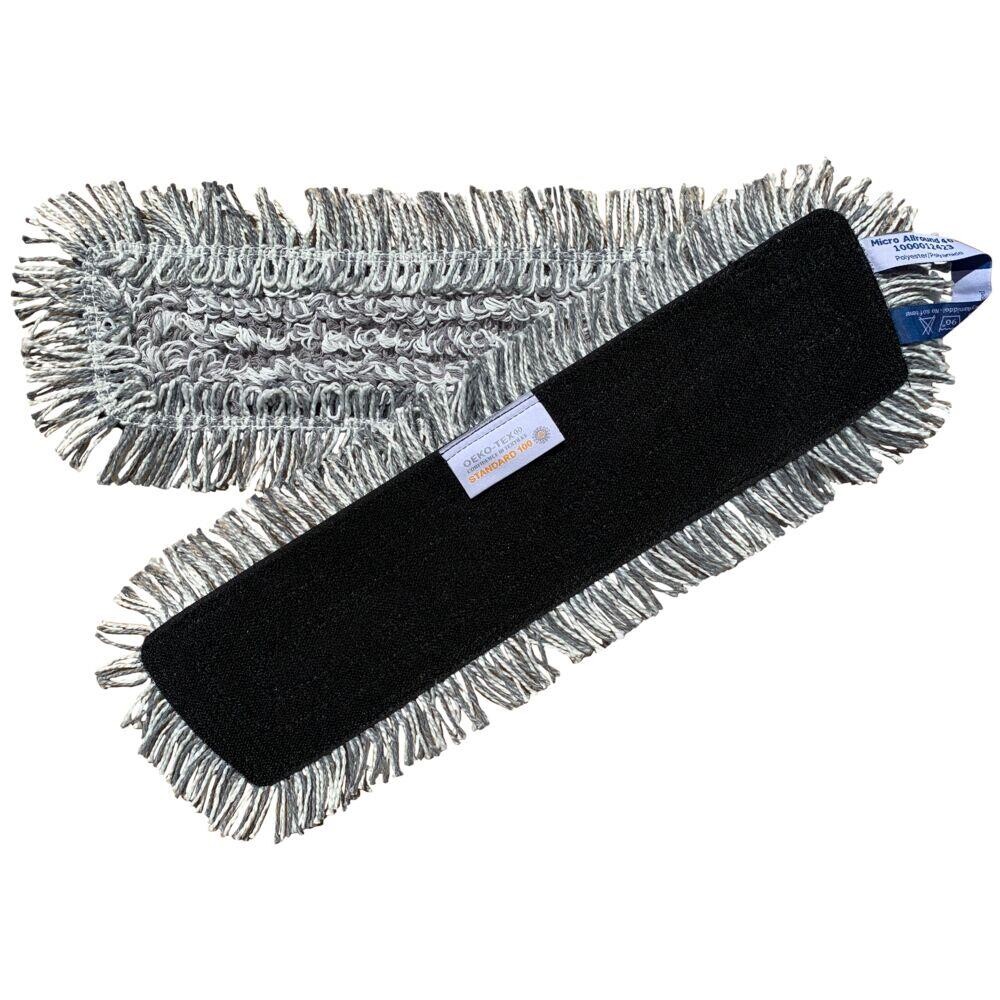 Tør- fugt- og vådmoppe - grå bomuld|polyester 40 cm med velcro