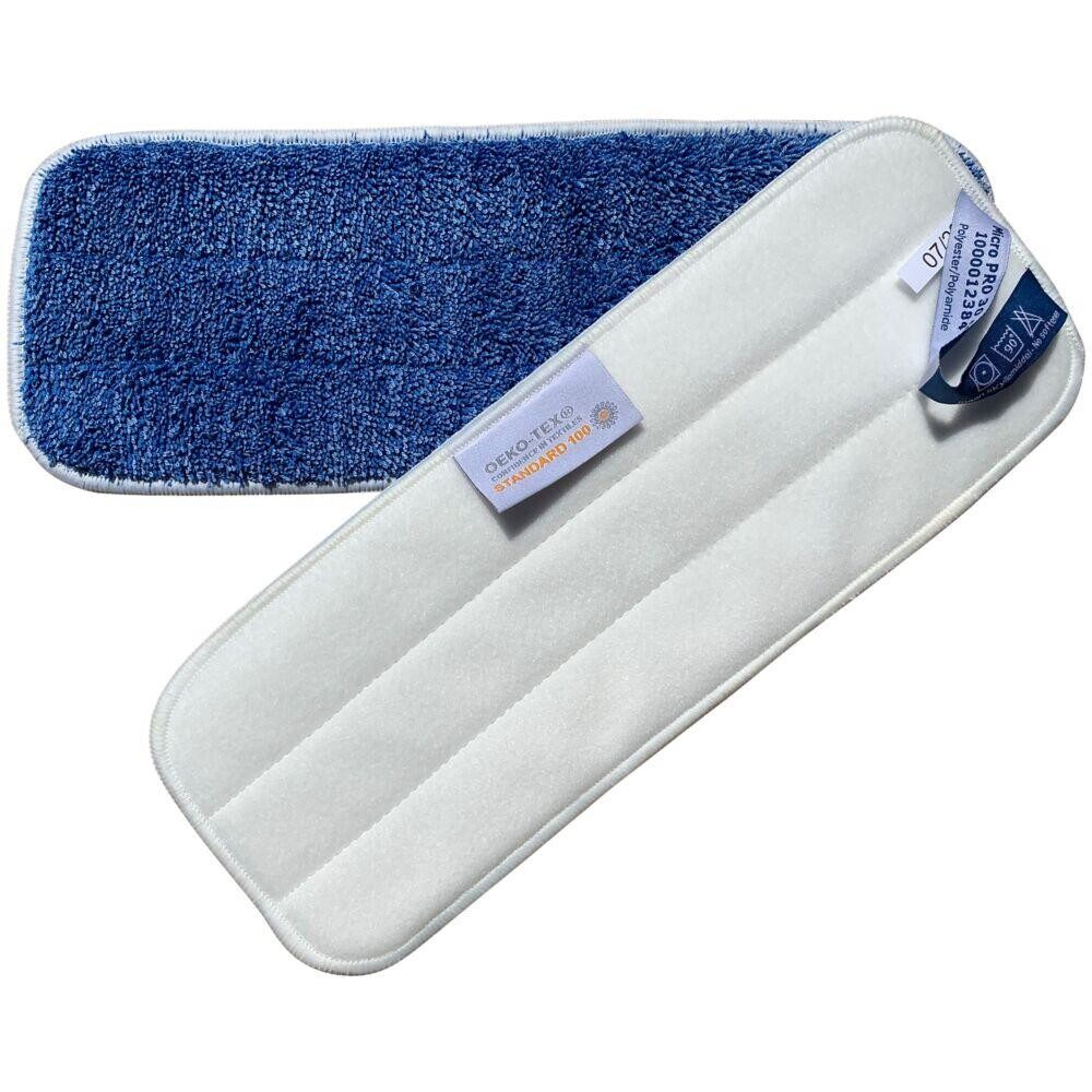 Tør- fugt- og vådmoppe - hvid mikrofiber|polyester Micro Pro 30 cm med velcro flergangs - 5 stk