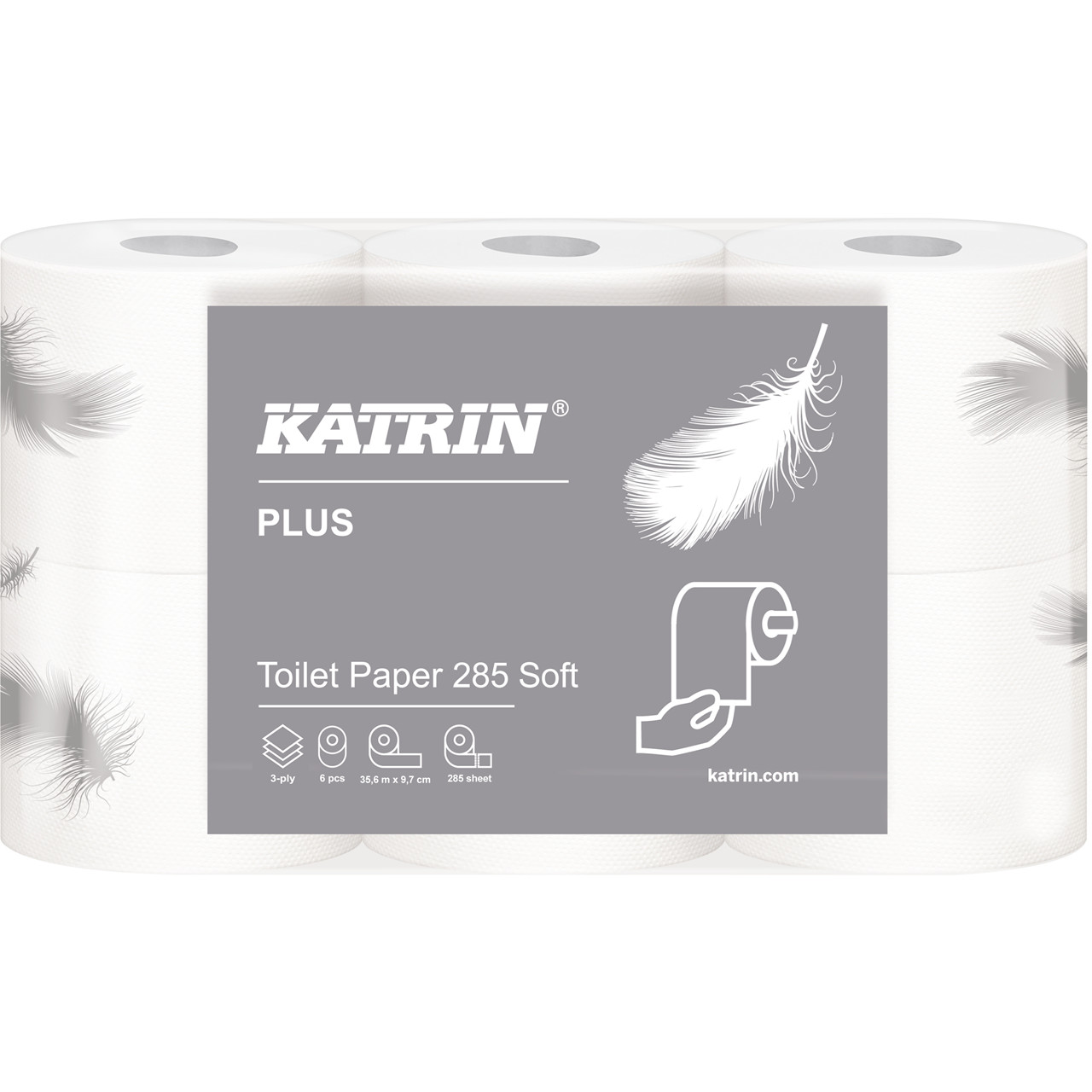 Toiletpapir, Katrin 38411, Plus 285, hvid 35m 3-lag - 42 ruller