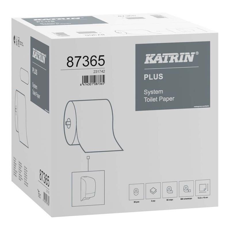 Toiletpapir – Katrin Plus System – 2-lags – 85 m – 36 ruller pr. karton