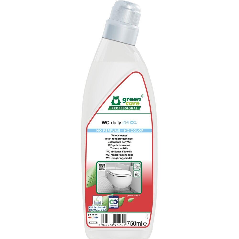 Toiletrens, Green Care Professional WC daily zero%, 750 ml, uden farve og parfume - 10 stk
