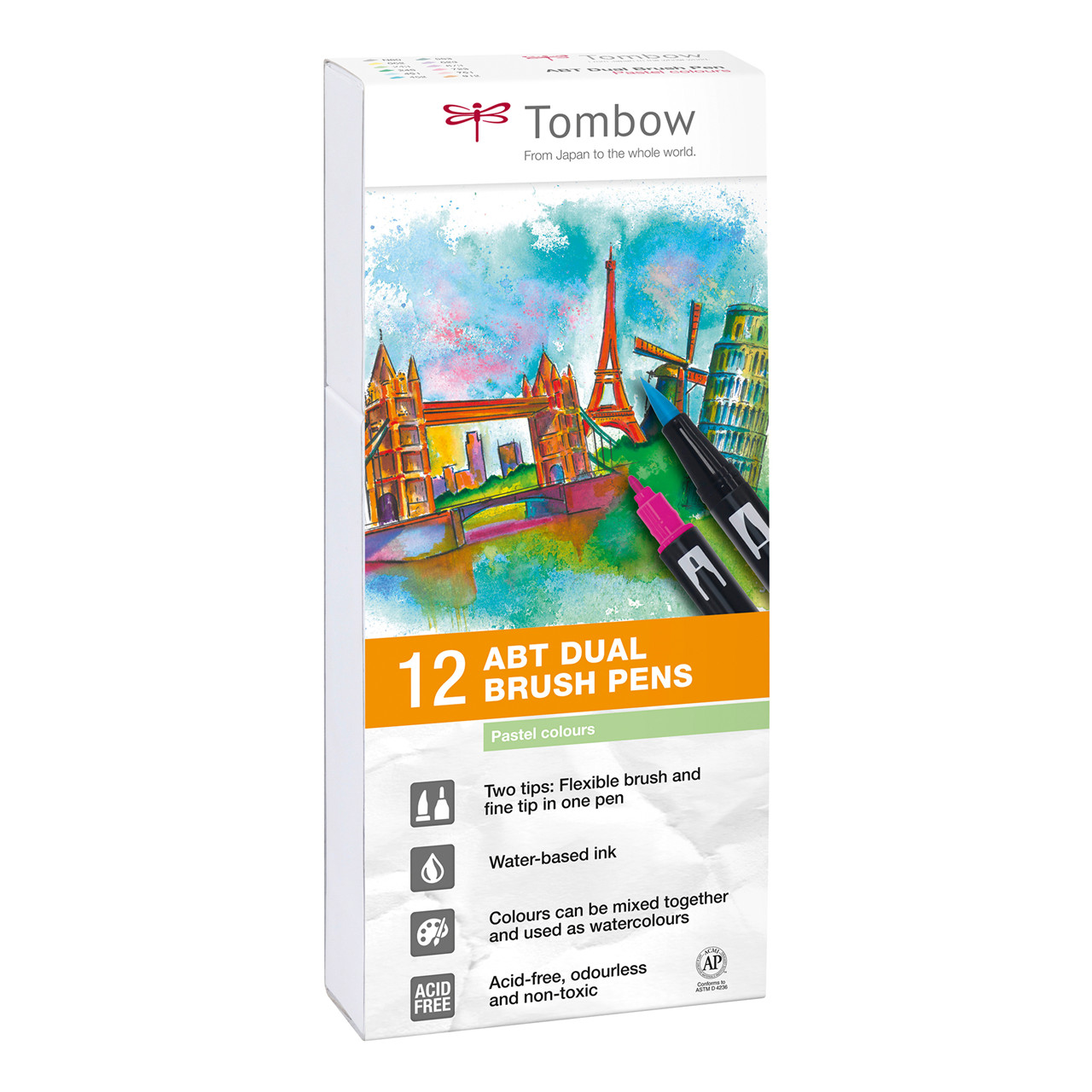 Brush Pen sæt - Tombow ABT Dual Brush 12P-2 - Pastel - 12 stk