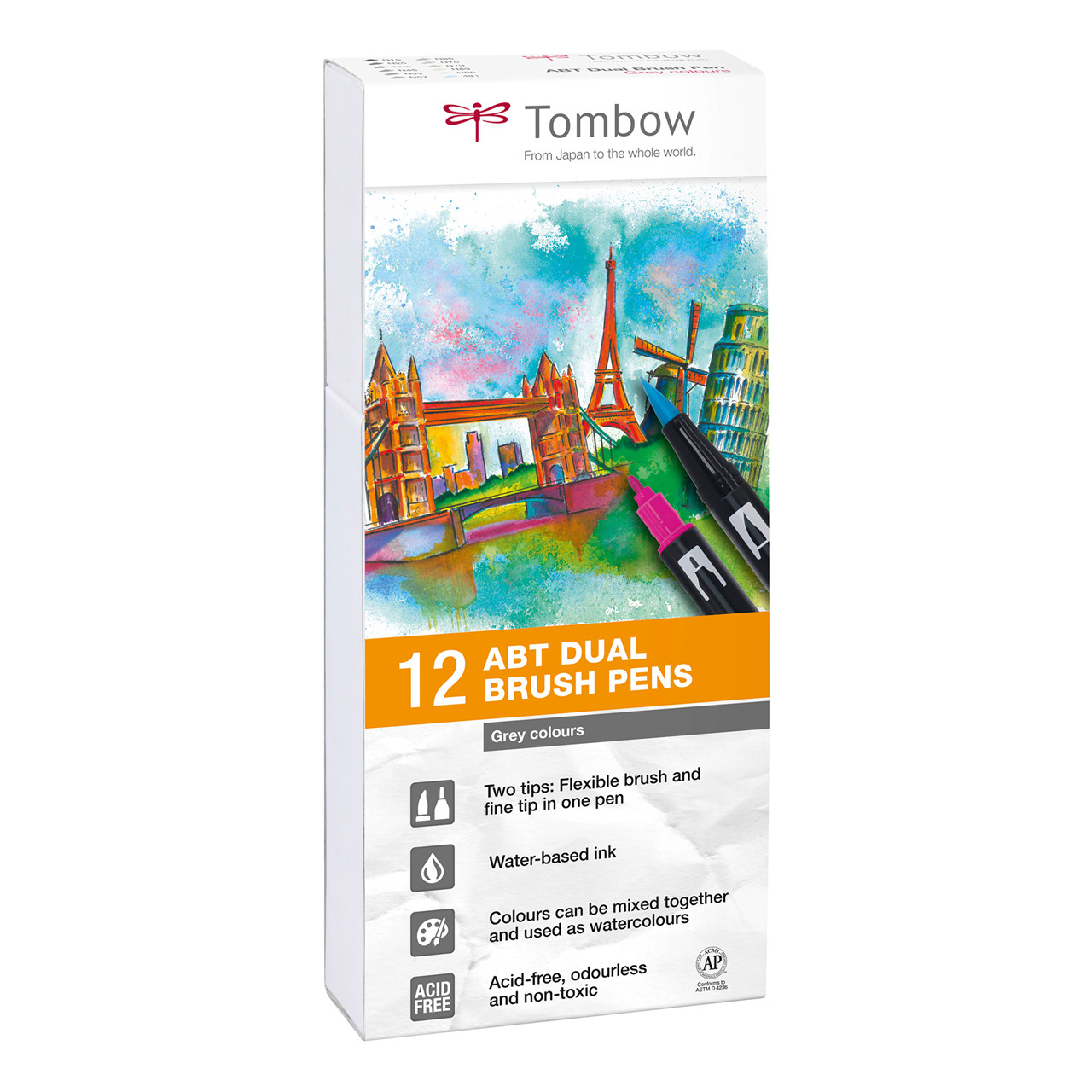 Tombow ABT Dual Brush 12P-3 gray colours