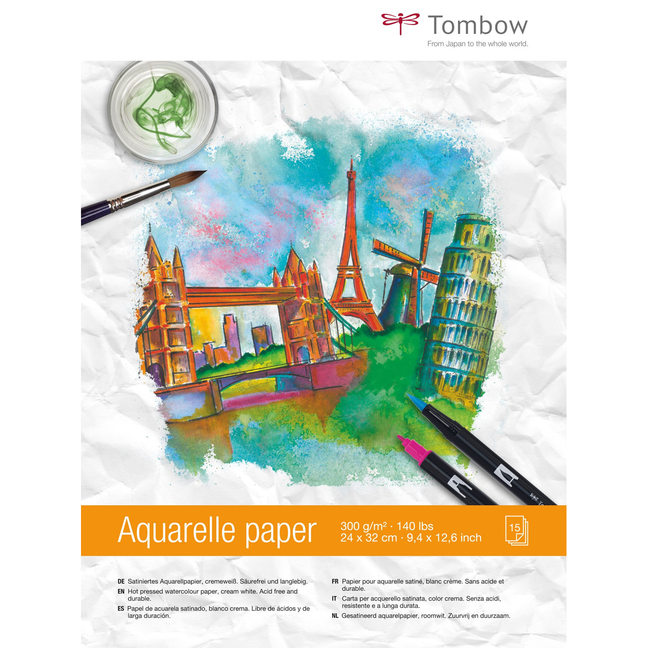 Tombow Akvarelpapir 24x32cm, 300 g/m²