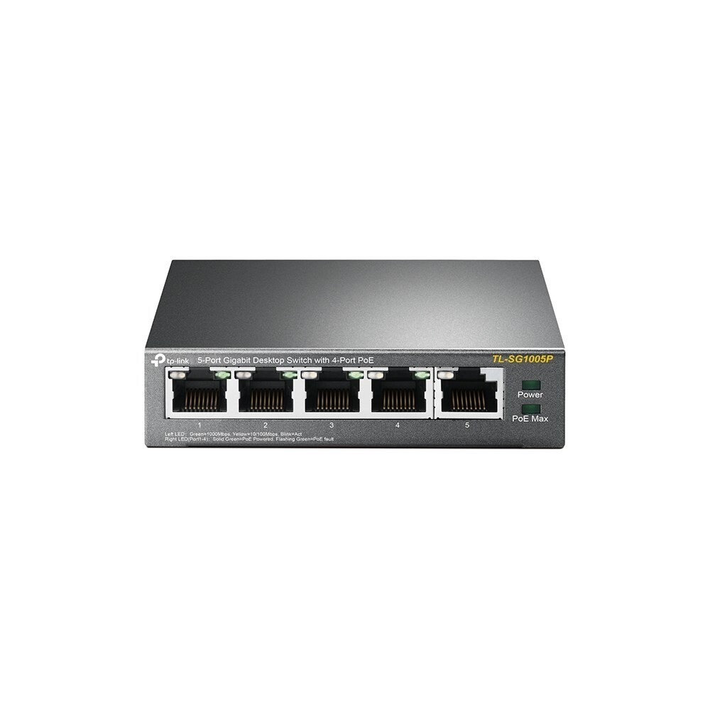 Gigabit Desktop Switch med PoE - TP-Link TL-SG1005P - 5-Port