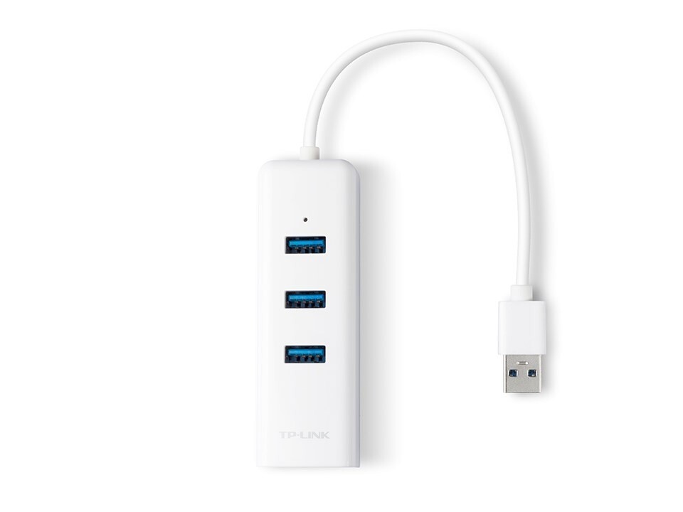 USB-hub - TP-Link UE330 - 3 porte + Gigabit Ethernet - Hvid