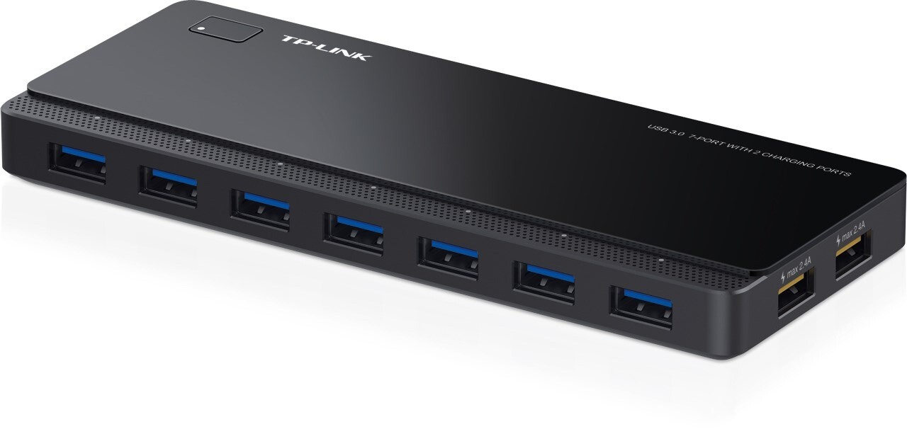 USB-hub - TP-Link UH720 - 7x USB 3.0 + 2x Opladningsporte - Sort