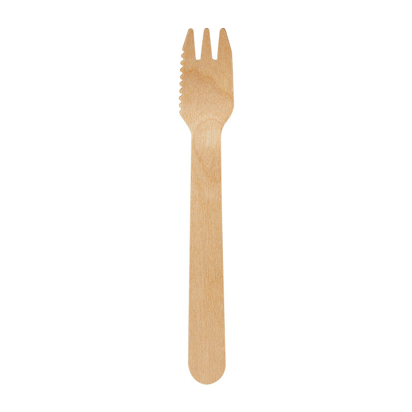 Engangsservice i træ gaffel 14 cm - 100 stk
