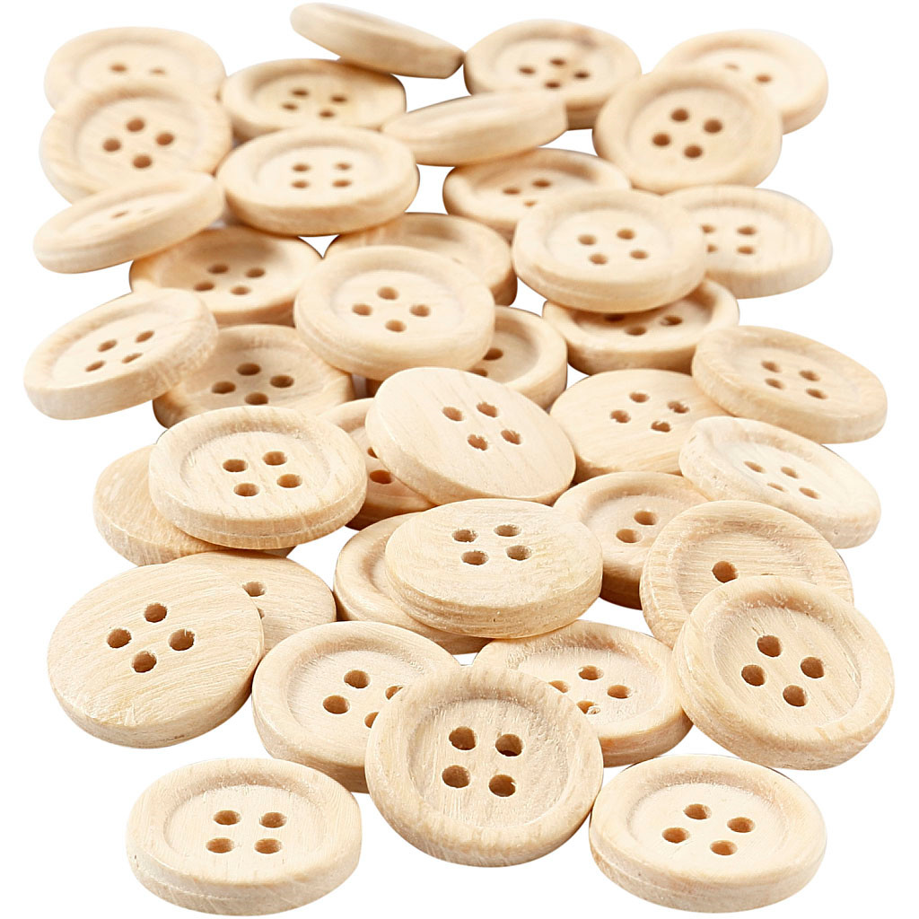 Træknapper diameter 18 mm med fire huller | 40 stk.