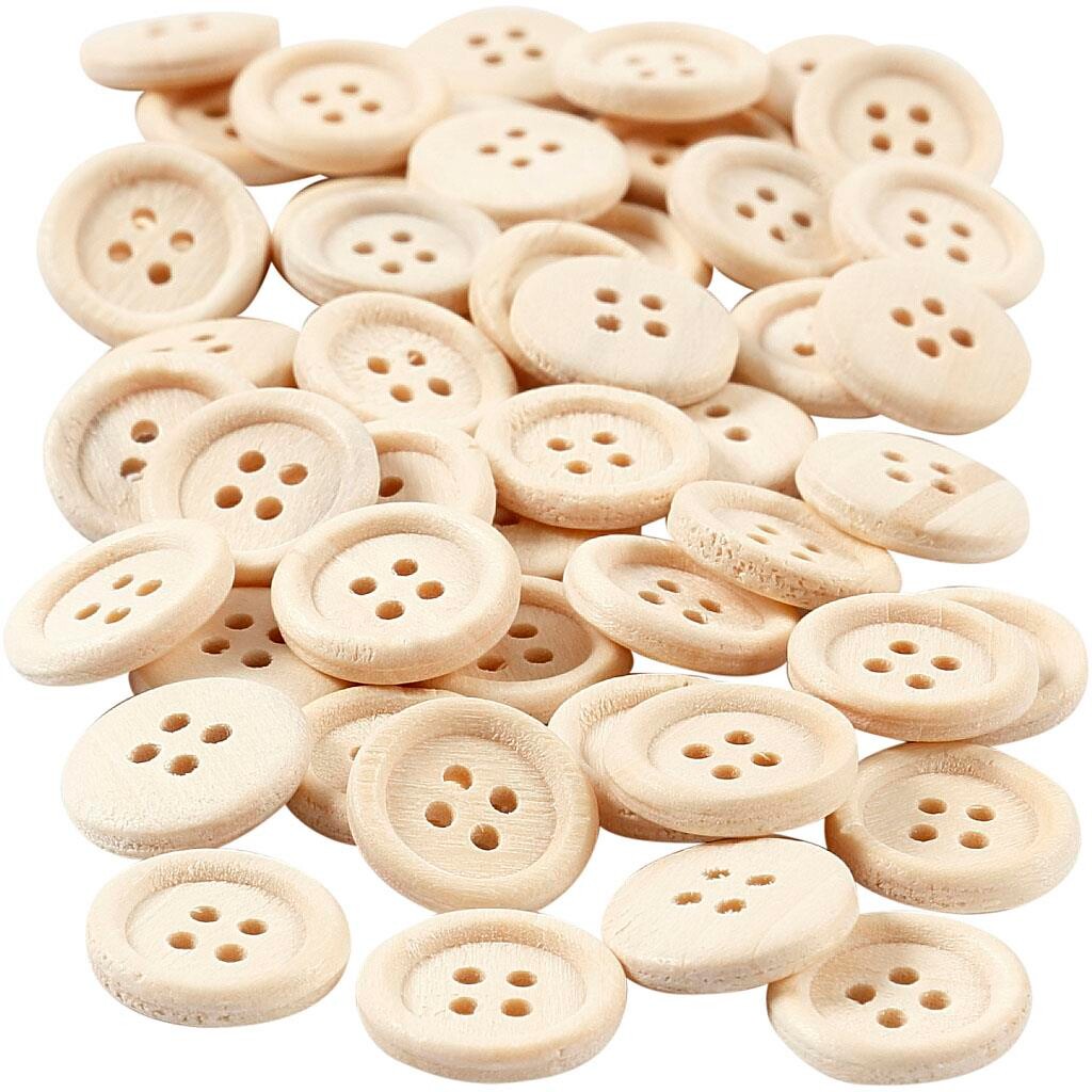 Træknapper - 15 mm - 4 huller - 50 stk
