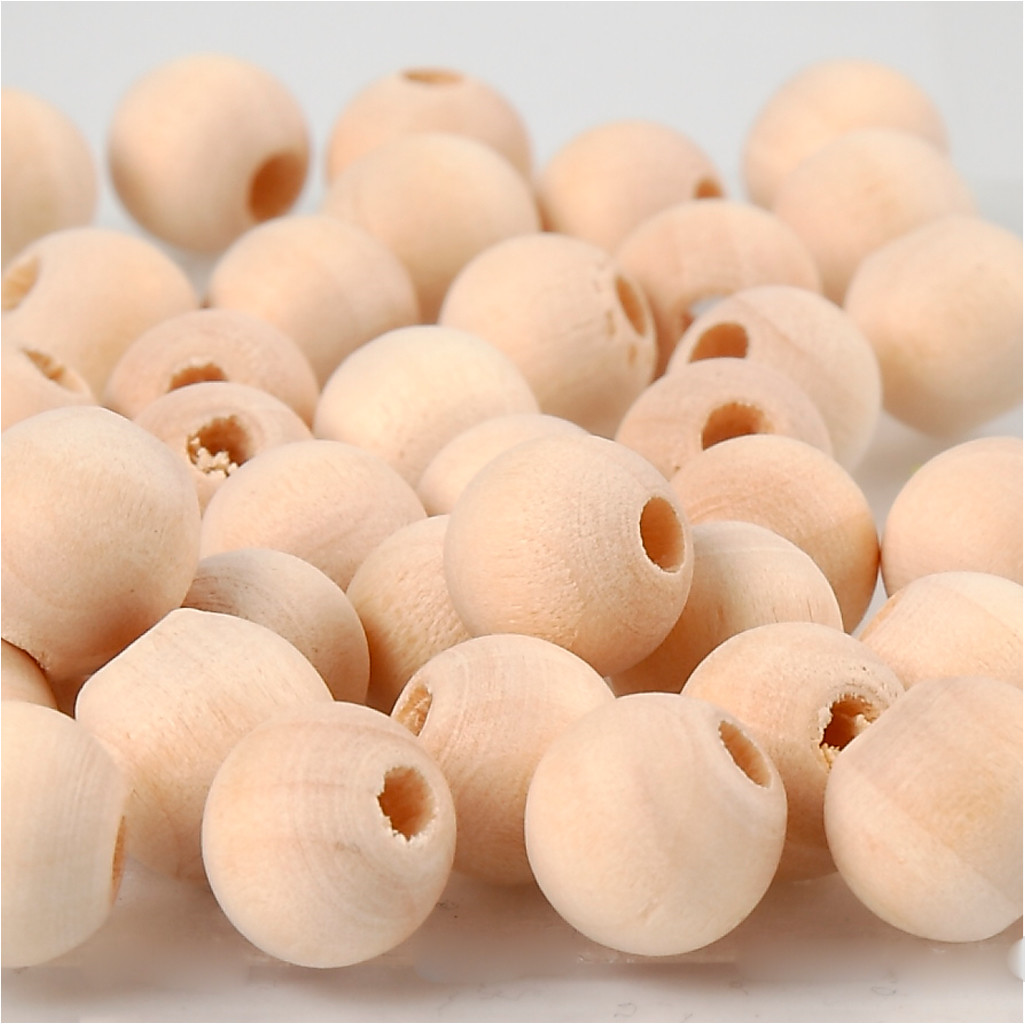 Træperler diameter 10 mm hulstørrelse 2,5 mm kinesisk bærtræ | 40 stk.