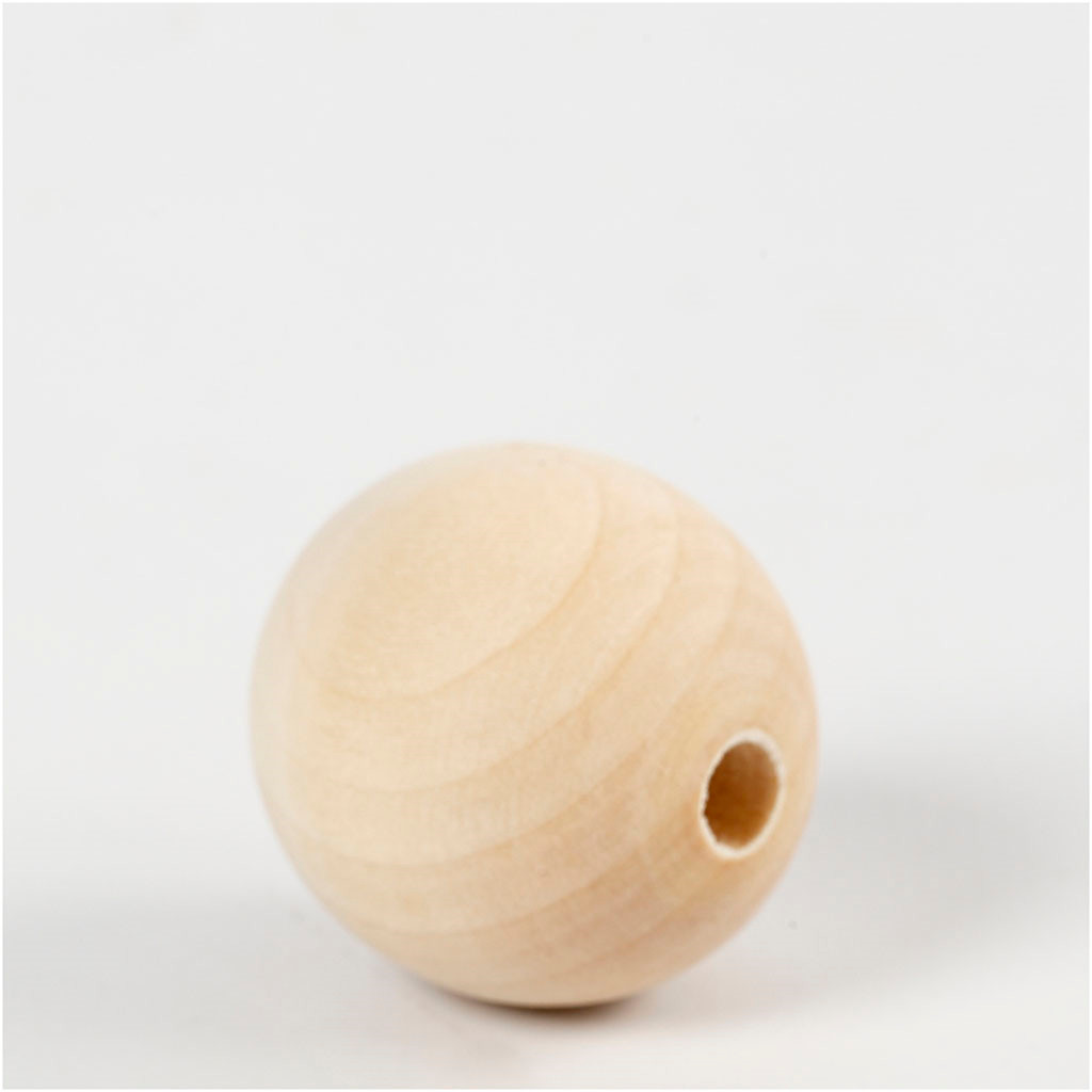 Store træperler diameter 30 mm hulstørrelse 5 mm kinesisk bærtræ | 4 stk.