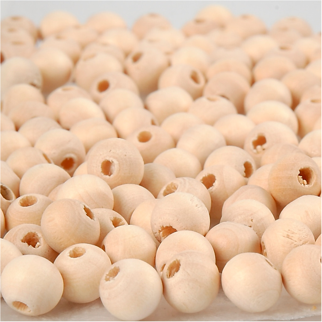 Træperler – 8 mm – hul 2 mm – kinesisk bærtræ – 100 stk