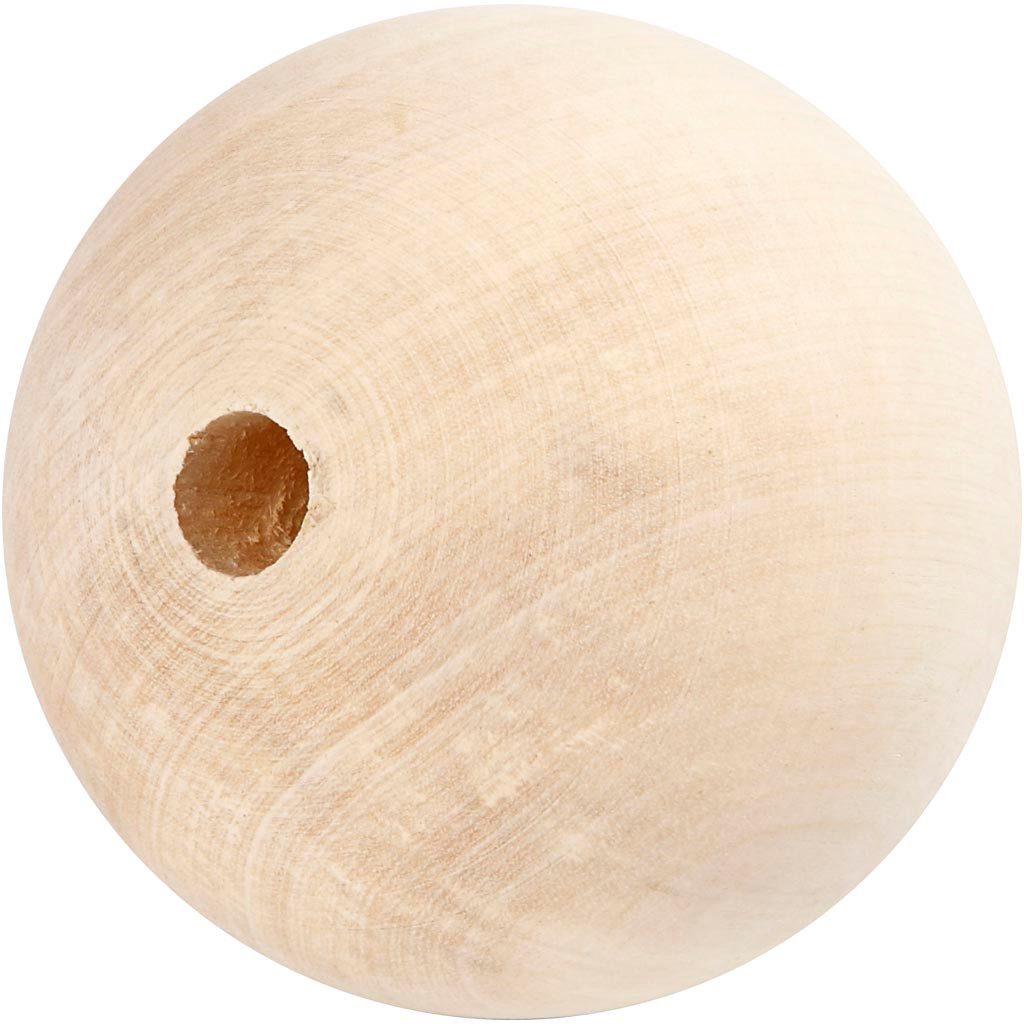 Store træperler, dia. 80 mm, hulstr. 12 mm, græstræ, 1stk.