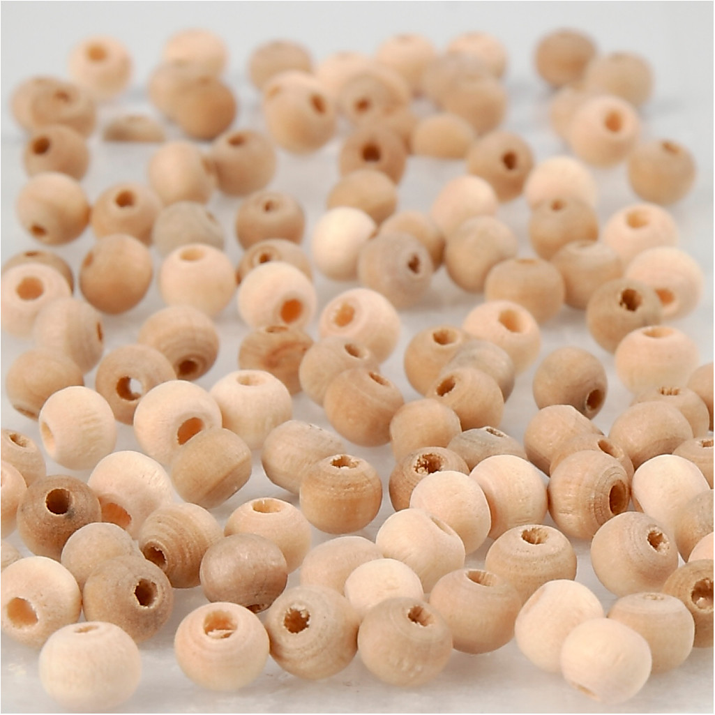 Træperler diameter 5 mm hulstørrelse 1,5 mm kinesisk bærtræ | 100 stk.