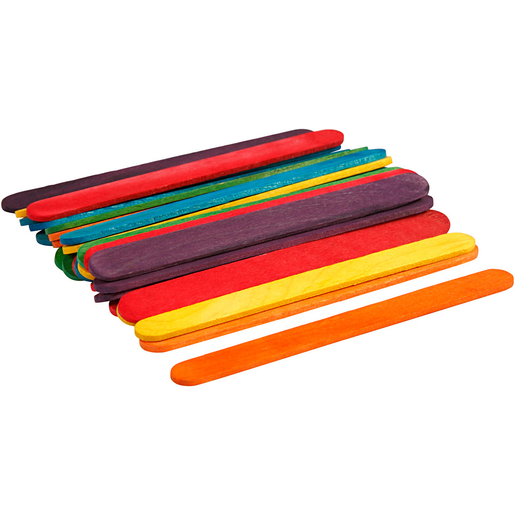 Træpinde – 11,4 cm – 10 mm – assorterede farver – 30 stk