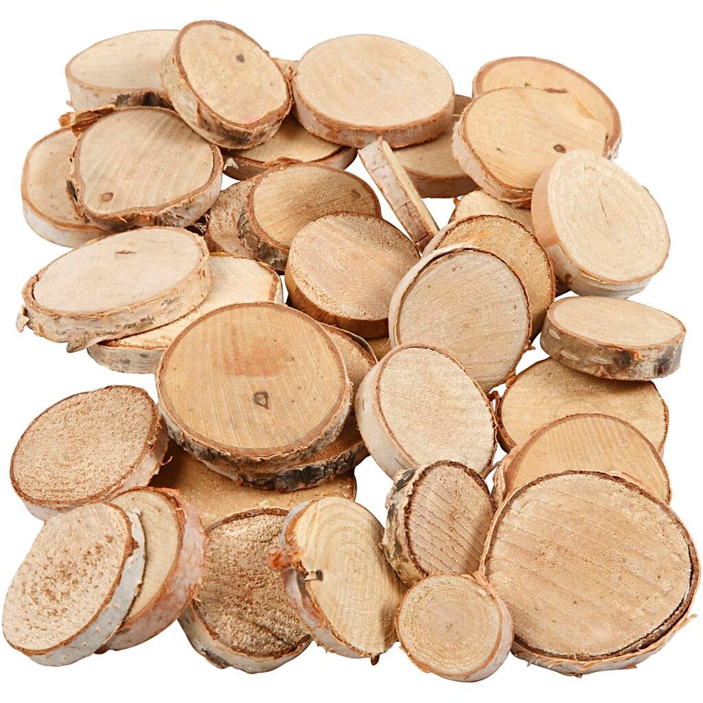 Træskive mix diameter 25-45 mm tykkelse 7 mm - 600 gram