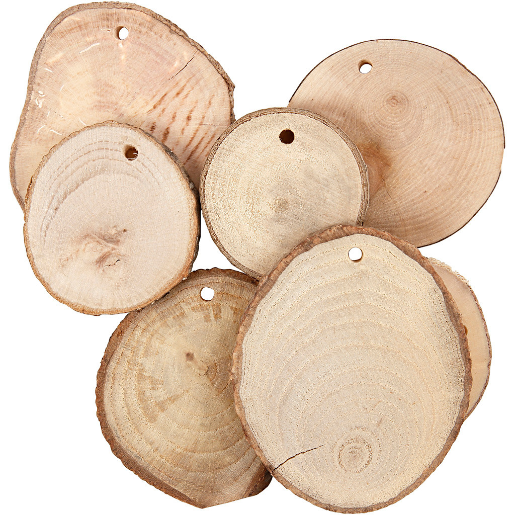 Træskiver diameter 5-7 cm tykkelse 5 mm - 25 stk