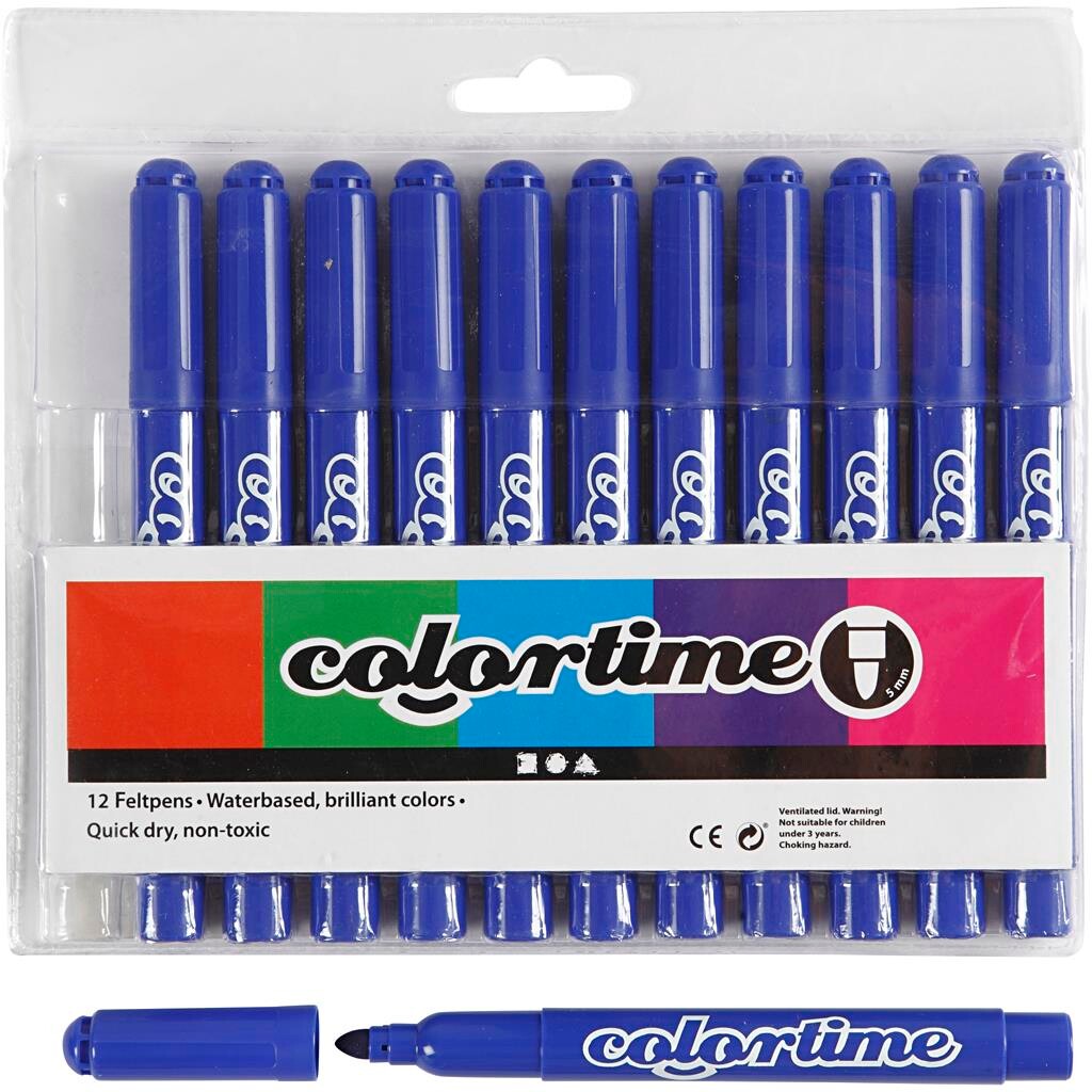 Tusch Colortime 5 mm blå 12stk