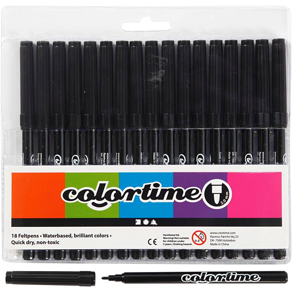 Tusser - Colortime 2 mm - Sort - 18 stk