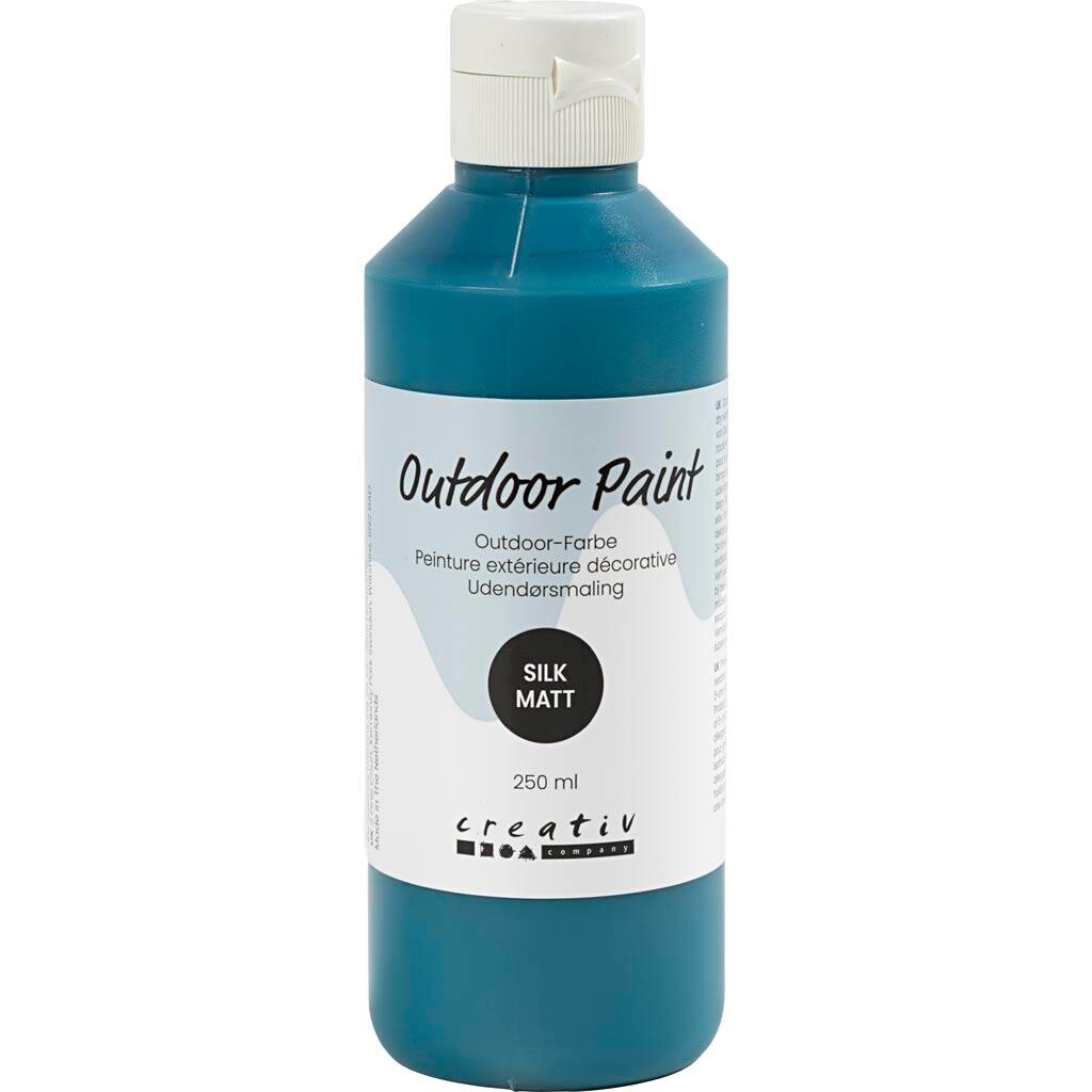 Udendørsmaling, silkemat, dækkende, blå, 250 ml/ 1 fl.