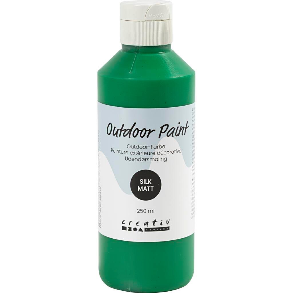 Udendørsmaling, silkemat, dækkende, grøn, 250 ml/ 1 fl.