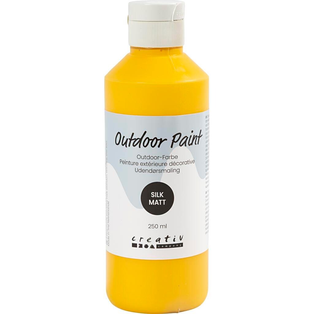 Udendørsmaling, silkemat, dækkende, gul, 250 ml/ 1 fl.