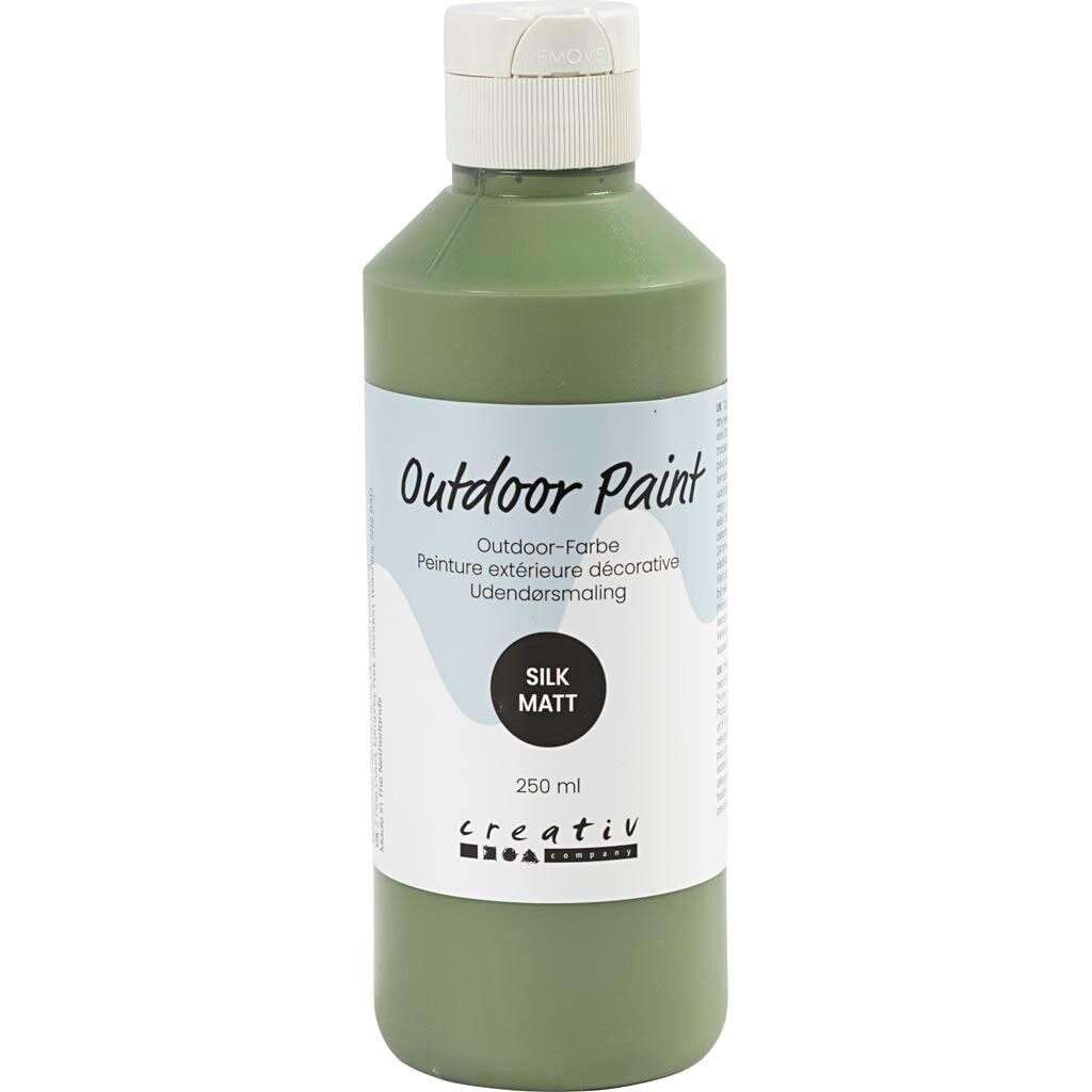 Udendørsmaling, silkemat, dækkende, oliven, 250 ml/ 1 fl.