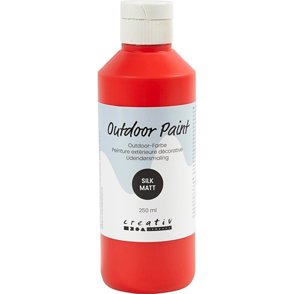 Udendørsmaling, silkemat, dækkende, rød, 250 ml/ 1 fl.