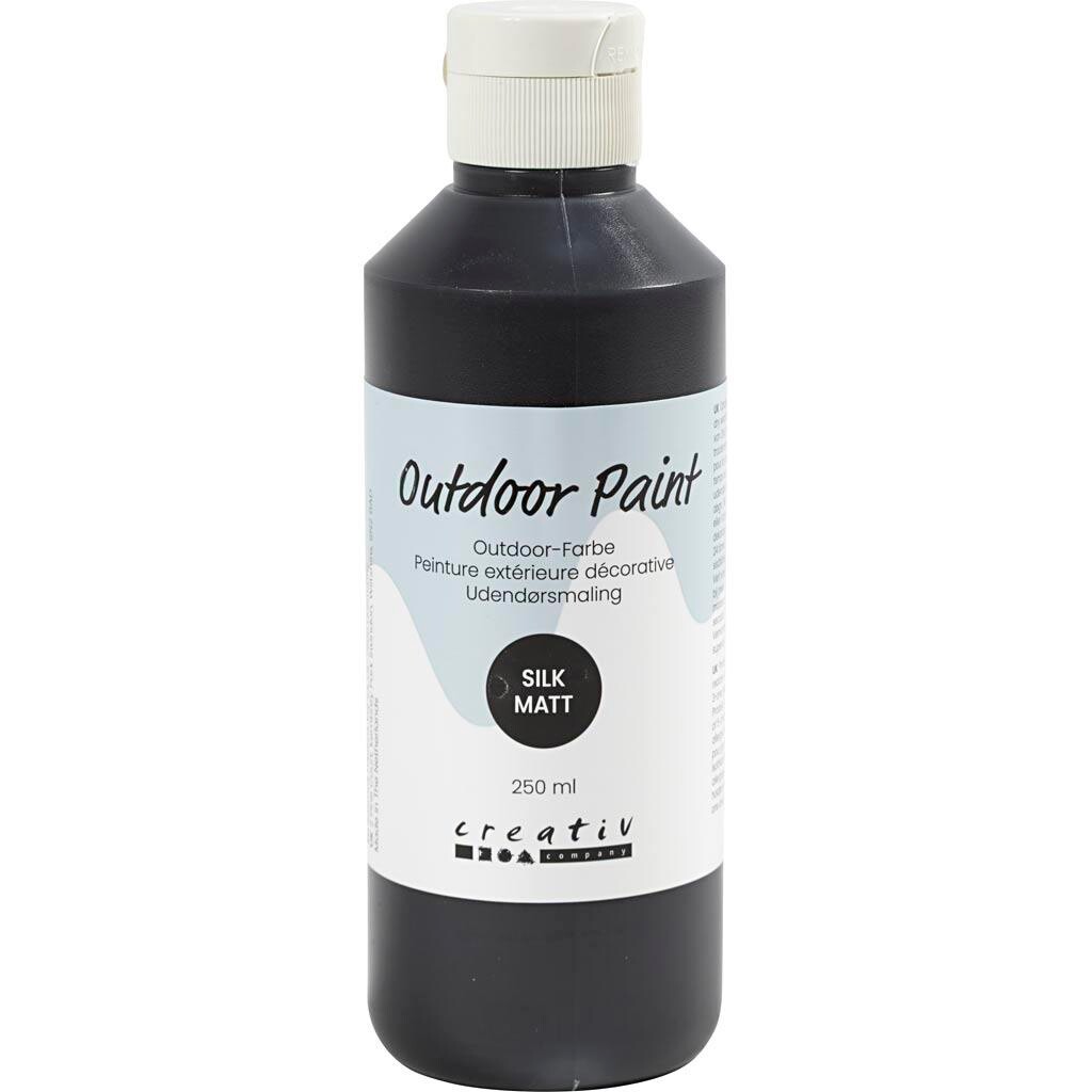 Udendørsmaling, silkemat, dækkende, sort, 250 ml/ 1 fl.