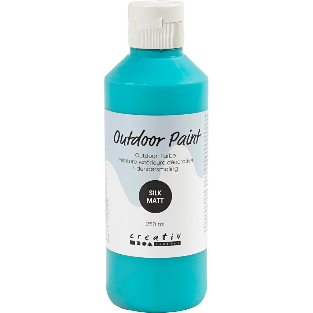 Udendørsmaling, silkemat, dækkende, turquoise blue, 250 ml/ 1 fl.