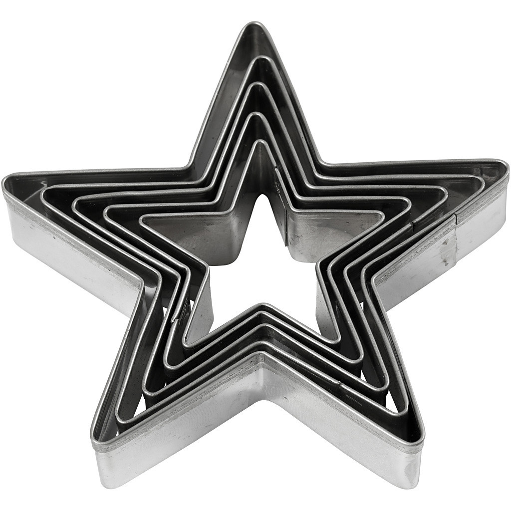 Kageudstikker sæt julestjerner 8 cm - 5 stk