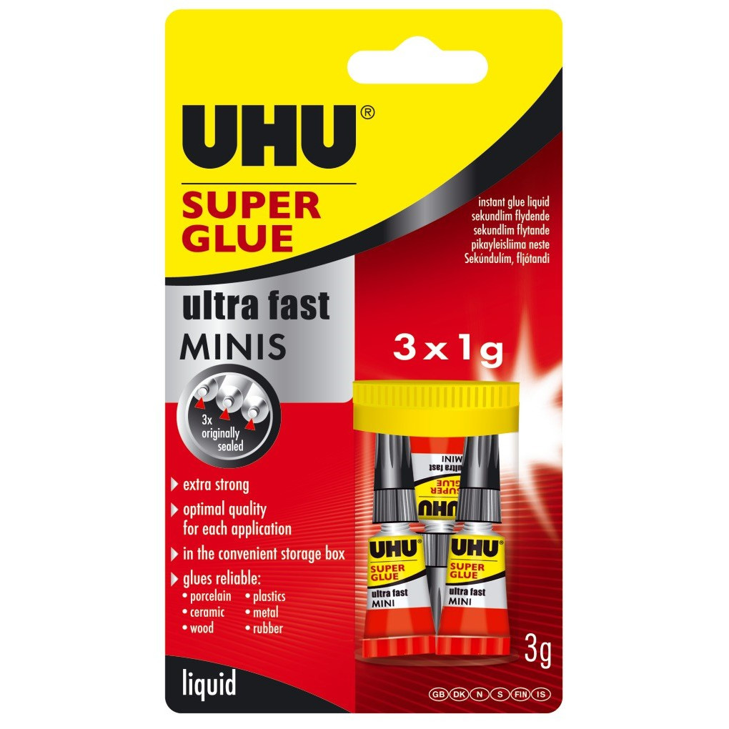 10 stk. Sekundlim UHU 3x1g - Køb minimum 10 stk.