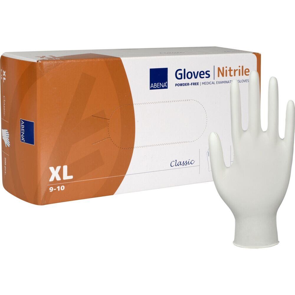 Nitrilhandsker, ABENA Classic, XL, hvid, nitril, pudderfri - 10 pakker a 200 stk
