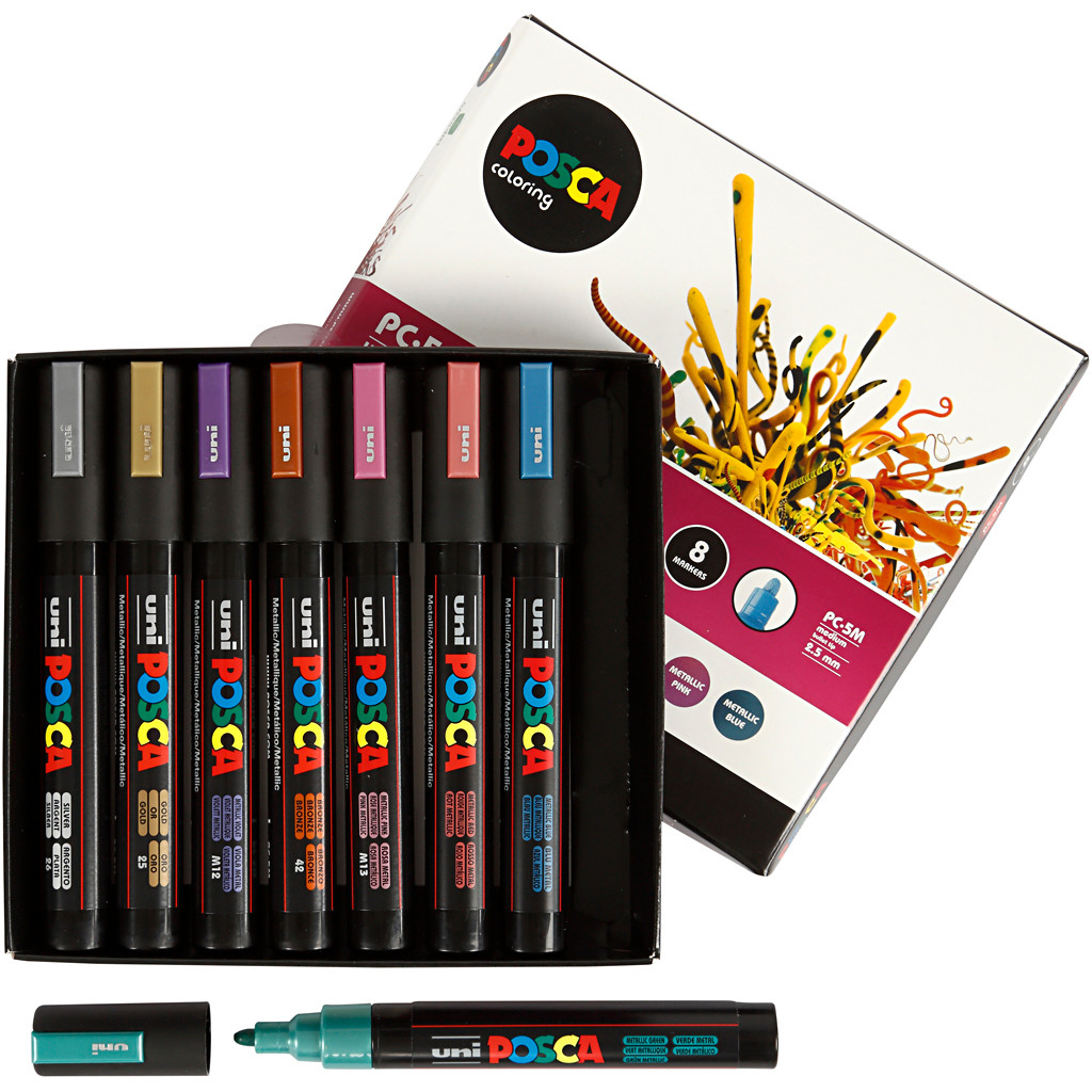 POSCA tusser sæt 2,5 mm Metallic farver - 8 stk