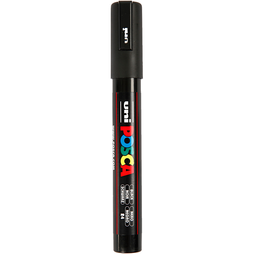Posca tusser, stregtykkelse: 2,5 mm, PC-5M , black, medium, 1stk.