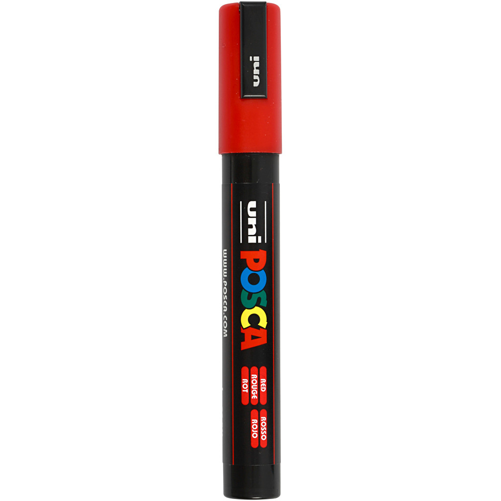 Posca tusser, stregtykkelse: 2,5 mm, PC-5M , red, medium, 1stk.