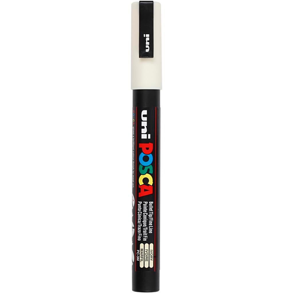 Uni Posca tusser, stregtykkelse: 0,9-1,3 mm, PC-3M , ivory, fine, 1stk.