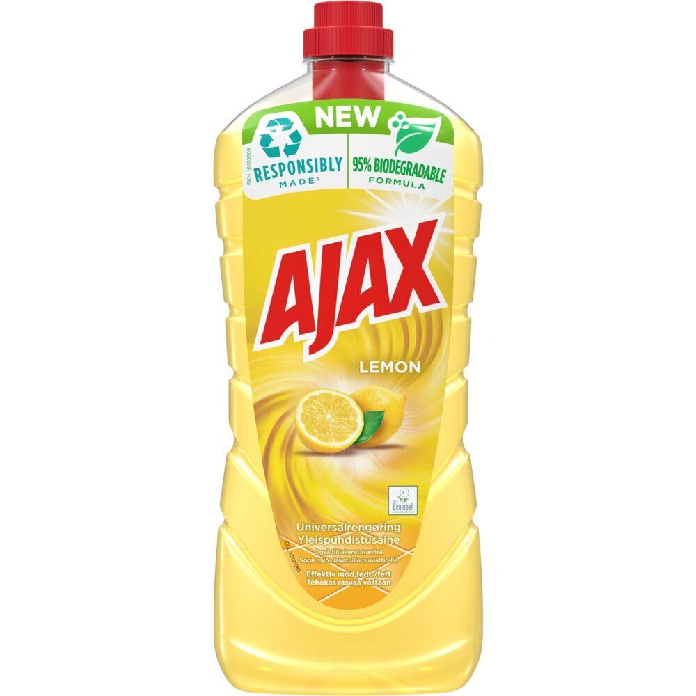 Ajax universalrengøring, Ajax Lemon, med farve og parfume - 1,25l - 8 stk