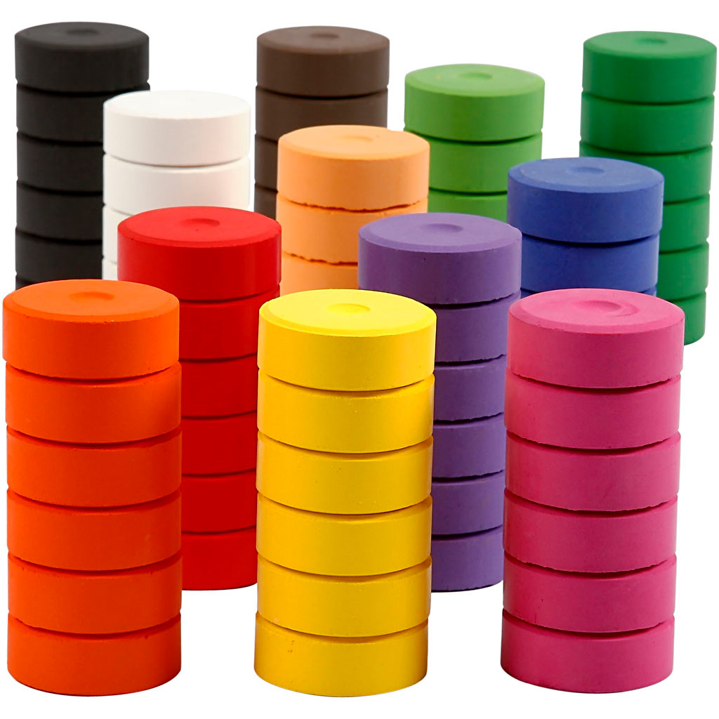 Vandfarver, dia. 44 mm, H: 16 mm, refill, 72stk.