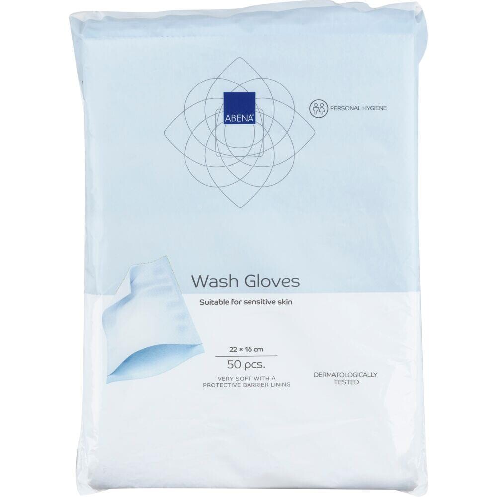 Vaskehandske, Dry, Airlaid/PE, ABENA, 22x16cm, blå, ultrasonic sealed, airlaid, engangs - 25 pakker
