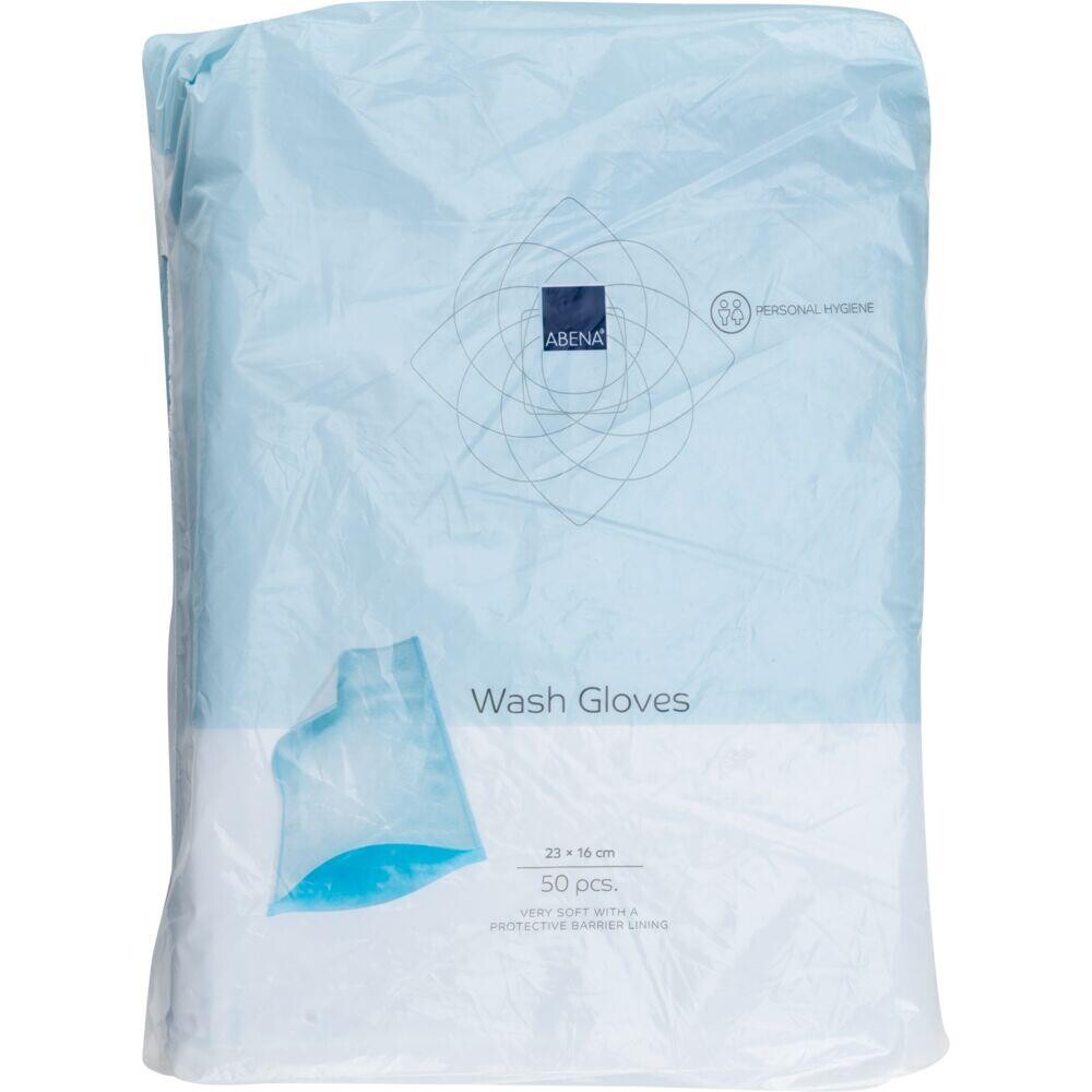 Vaskehandske Molton ABENA 23x16cm hvid ultrasonic sealed PE på indersiden engangs - 50 stk