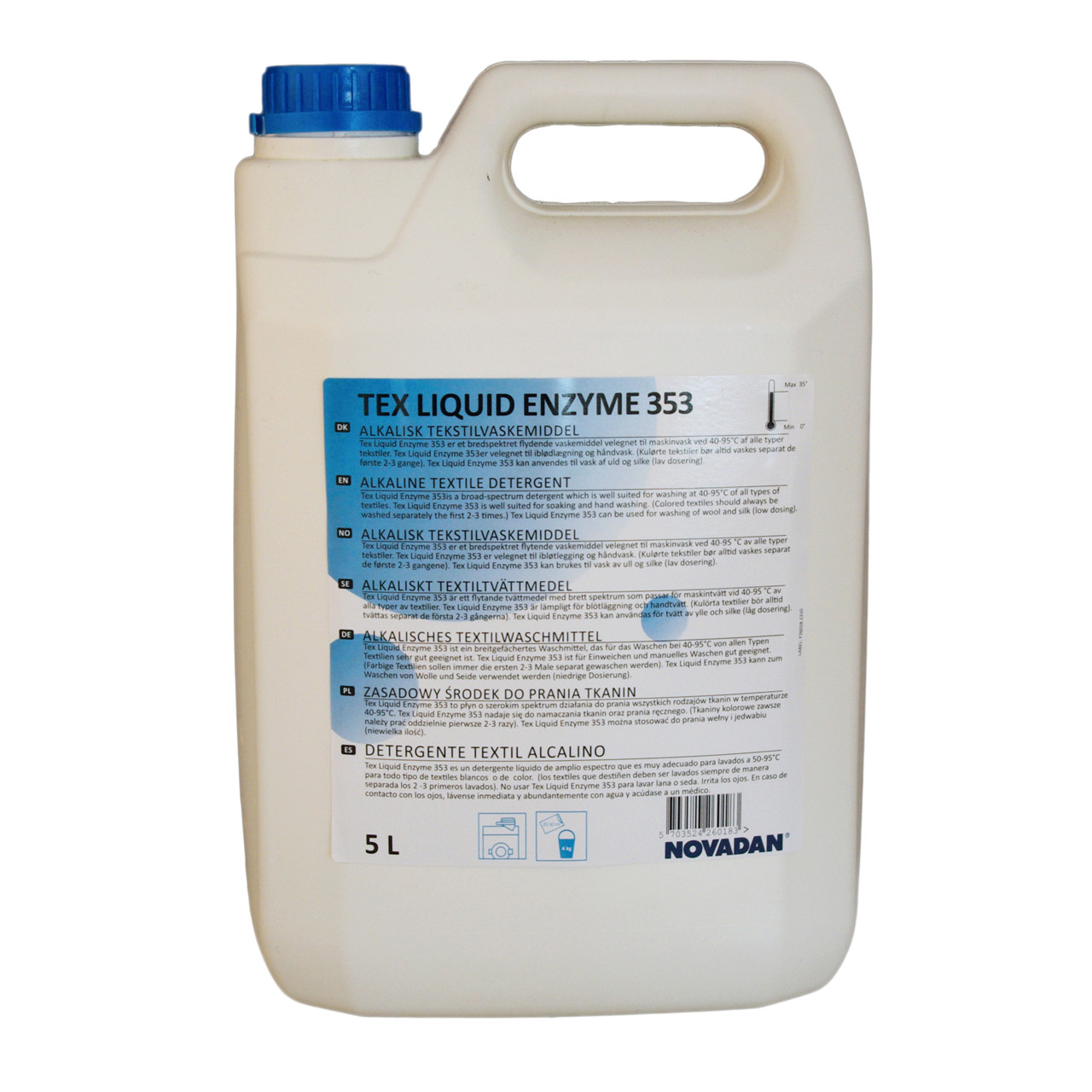Vaskemiddel - Novadan Tex Liquid Enzyme 758 - flydende med enzymer - 5 L - 3 stk