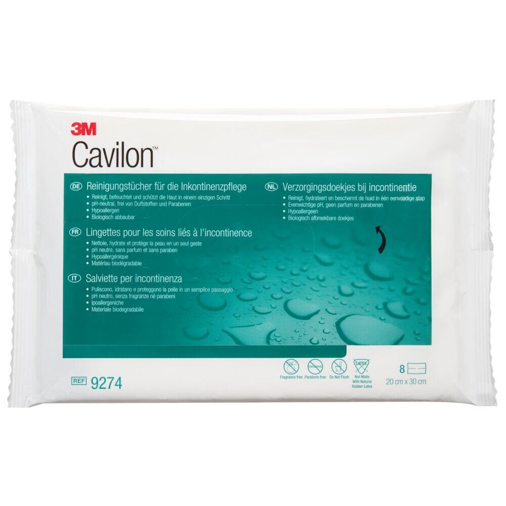 Vaskeservietter, 3M Cavilon, uden parfume, parabener og alkohol, med 3% dimeticon, 20x30 cm - 8 stk