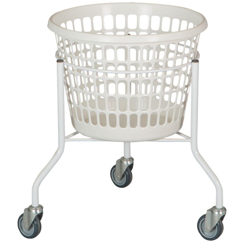Vasketøjskurv på hjul 32 liter - Hvid kurv 60 cm Ø: 44 cm 3 hjul
