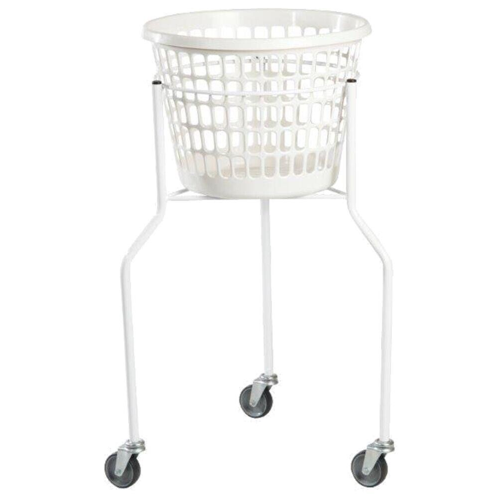 Vasketøjskurv med hjul plast - hvid rund 3 hjul hvid kurv H90 cm - 32 L